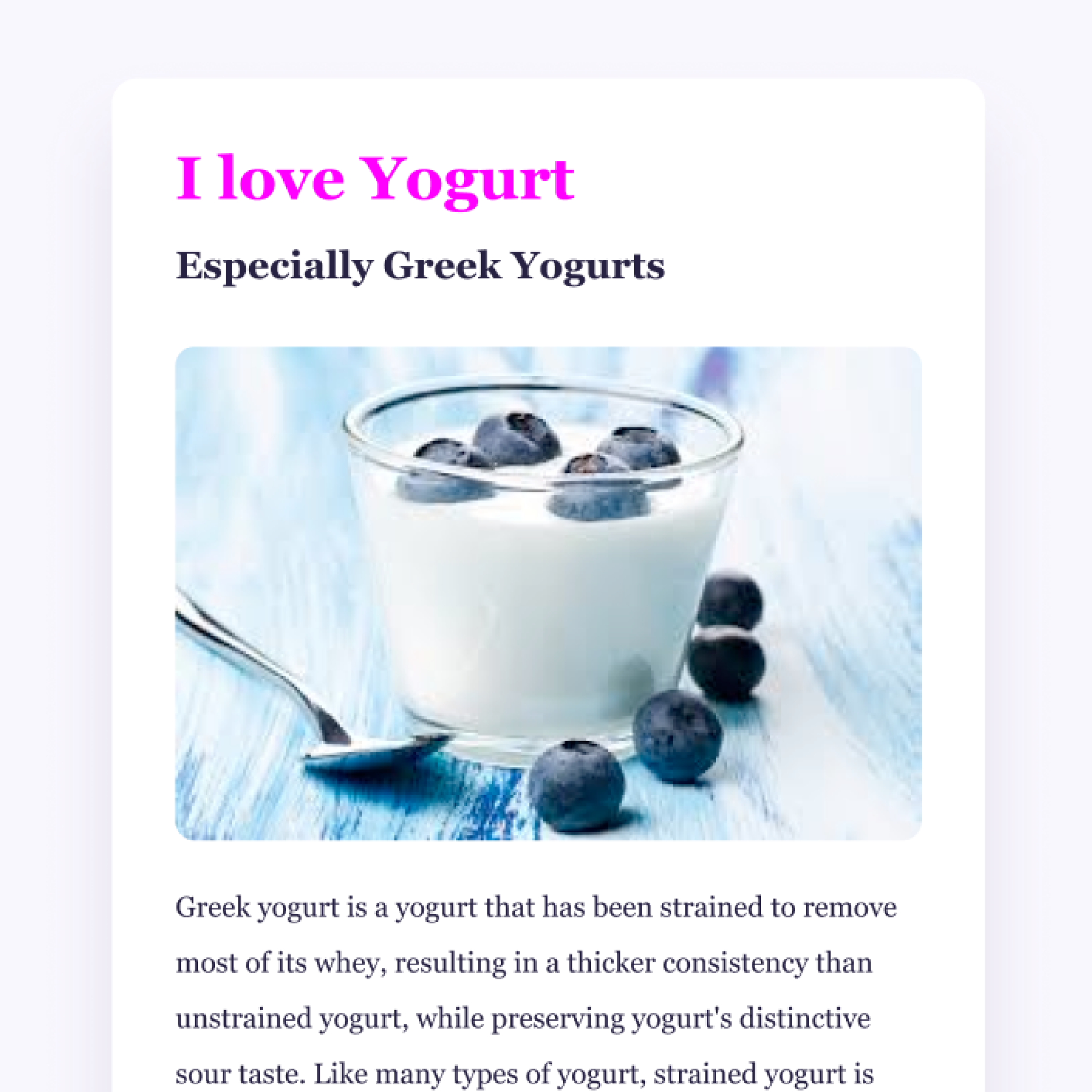 Screenshot of Yogurt Website